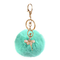 Porte-clé en fourrure de lapin et renard, boule commémorative, peluche duveteuse, Fuzz, porte-clés en argent Pom en forme de boule, personnalisé