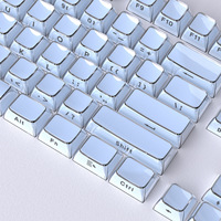 Cross-Border Spot Wholesale Crystal Jelly Powder Keycaps OEM Height Small Full Set 114 Keys PC Transparent Side-Engraved Keycaps