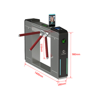 Système de contrôle d'accès semi-automatique KMS avec tourniquet trépied, lecteur de cartes RFID pour la gestion des entrées de hall de bâtiment de bureaux et des entreprises