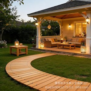 Wooden Outdoor Walkway Interlocking <b>Decking</b> Irregular Shape <b>Anti</b> <b>Slip</b> Garden Patio Flooring Rustic Design - Product Image 2