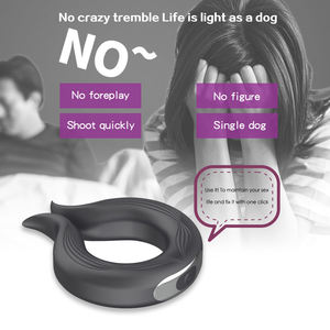 Petandyanna Oplaadbare Siliconen Vibrerende Lock Fine Ring Mannelijke Vertraging Cockring Real <span class=keywords><strong>Touch</strong></span> Gevoel Zwart Masturbatie Seks Speelgoed - Product Image 3