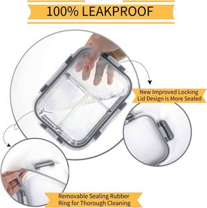 Contenants en verre pour aliments en gros, récipients en verre pour la préparation des repas avec couvercles anti-fuite, compatibles micro-ondes et congélateur (34oz et 12oz) - Product Image 3