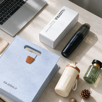 Ensemble cadeau d'accessoires de voiture de luxe personnalisés : Mug de voyage en papier, Aspirateur portable sans fil, Diffuseur d'air frais, Écran