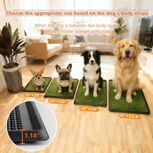 Caixa de Areia para Cães, Bandeja de Treinamento Sanitário com Tapete de Grama Artificial de Plástico, Acessórios para Sanitário Interno e Externo para Filhotes - Product Image 4