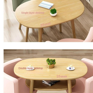 Hotel Sala de estar Muebles de oficina Diseño nórdico Moderno Simple Comedor de madera natural Juego de mesa blanca con 2 sillas de cuero - Product Image 5