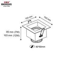 Éclairage commercial encastré pour intérieur, downlight 12W, projecteur LED anti-éblouissement