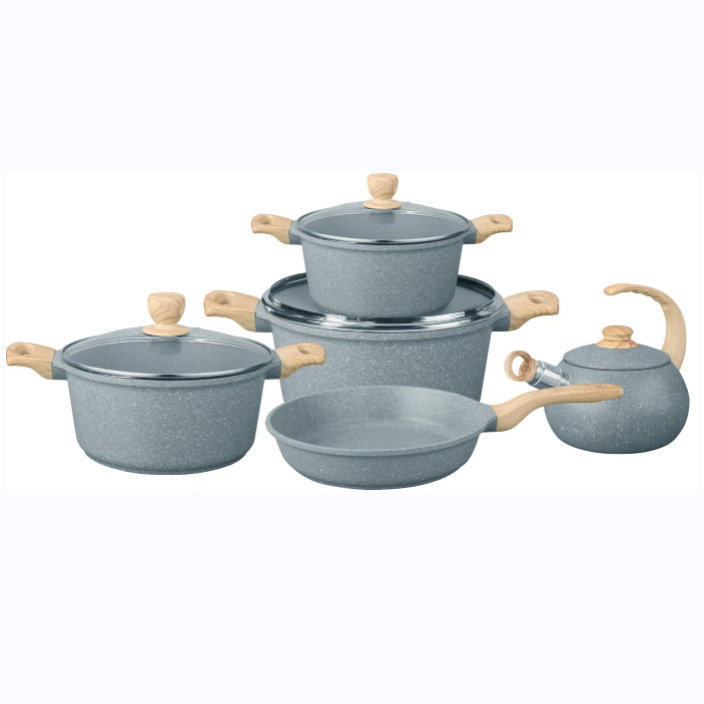 Ensemble de 9 ustensiles de cuisine moulés sous pression gris