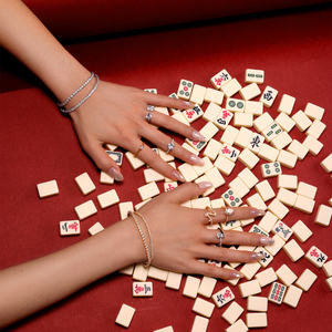 Bague <span class=keywords><strong>de</strong></span> fiançailles en argent S925 plaqué or 18 carats, style Mahjong, pour femme, bijoux quotidiens, nouvelle année porte-bonheur - Product Image 1