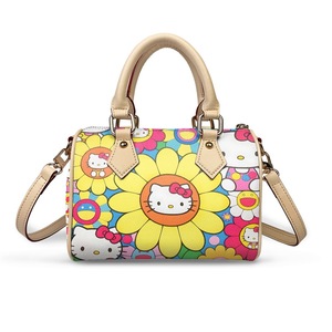 Versatile Denim Bowling Bag with Cartoon <strong>Kitty</strong> &amp; Cookie Print, Trendy Small Shoulder <strong>Purse</strong> Handbags - Product Image 4
