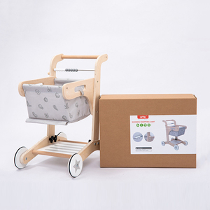 Toptan ahşap bebek yürüteci erken öğrenme alışveriş sepeti yürümeye başlayan rol oynamak sevimli Mini ahşap oyuncak alışveriş arabaları - Product Image 2