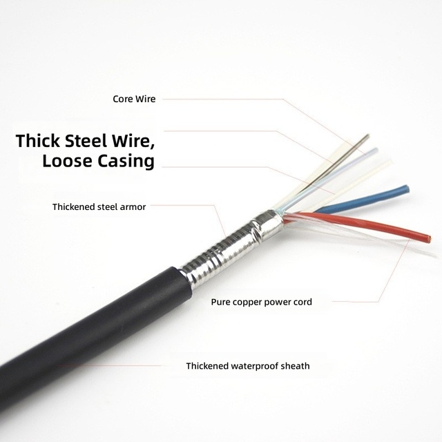 24-Core Communication Composite Optical Cable Fiber Optic + Power Cable Single-Mode 4/8/12/24 Cores Model
