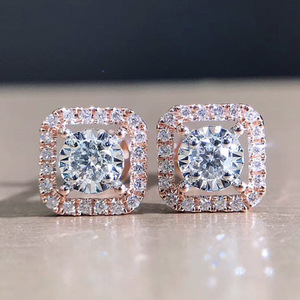 Pendientes pequeños cuadrados para mujer, estilo minimalista brillante, joyería elegante para las orejas - Product Image 4
