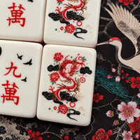 Ensemble de Mahjong américain haut de gamme, 160 tuiles en acrylique, motif floral de jardin chinois, dos blanc nacré et bleu, cadeau pour femmes