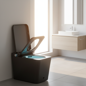 Toilette intelligente moderne avec bidet électronique à auto-nettoyage par siphon, chasse d'eau automatique, siphon en P, télécommande incluse - Product Image 1