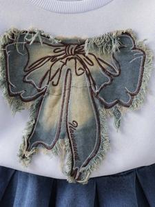 2026 новая детская одежда белая Повседневная дышащая куртка с длинным рукавом с принтом жемчужная джинсовая юбка - Product Image 4