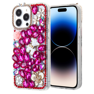 Luxury Shiny TPU+PC+Glass Diamond Crystal Rhinestone Bling Clear <b>Cute</b> Cartoon <b>Bear</b> 3D Handmade Design Mobile Phone Case - Product Image 4