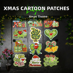 Parches Bordados Navideños de Dibujos Animados Hechos a Mano de la Serie Verde, Tela de Fieltro Termoadhesiva con Resina para Decoración de Sombreros - Product Image 2