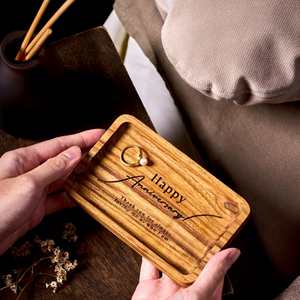 Bandeja de Madera Artesanal para Regalo de Aniversario con Grabado Personalizado, Bandeja Decorativa Rústica para Servir en Bodas, Aniversarios y el Hogar - Product Image 4