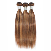 Mèches de cheveux humains vierges à cuticules alignées avec dentelle frontale, mèches de cheveux indiens de couleur mixte 4/27 avec fermeture frontale, vente en gros
