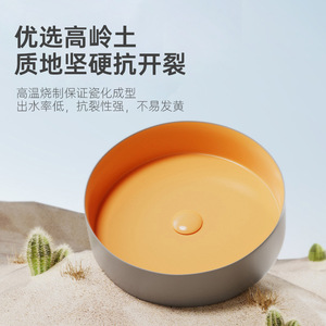 Ceramic Countertop <b>Basin</b> <b>Round</b> Mini Single Hole Easy Cleaning Bathroom Sink - Product Image 5