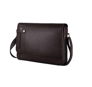 Sac messager en cuir marron de qualité supérieure pour hommes, sac de bureau pour hommes, compartiment rembourré pour ordinateur portable avec sangle réglable - Product Image 1
