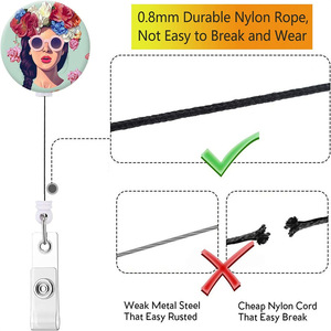 Clip de badge ABS avec cordon télescopique à tirette facile, motif fille mignonne, type crocodile, pour porte-nom - Product Image 2