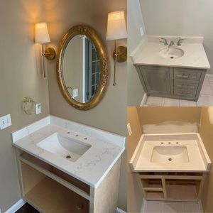 Mobiletto da Bagno <span class=keywords><strong>Angolare</strong></span> Piccolo con <span class=keywords><strong>Lavabo</strong></span> in Quarzo Bianco Scintillante 24 Pollici - Product Image 4