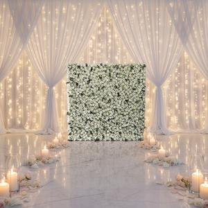 Customizable 3D Fabric Wedding <b>Flower</b> Wall Backdrop 8ft X 8ft Mixed <b>Flowers</b> White Rose Handmade Eco-Friendly <b>Artificial</b> <b>Flower</b> - Product Image 1