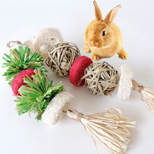 Giocattoli da masticare ecologici in stile classico per animali domestici realizzati con palline di luffa corde di buccia di mais per conigli criceti porcellini d'India pappagalli - Product Image 3