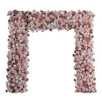 Dekorasi Latar Belakang Panggung Pernikahan Lengkungan Mawar Buatan Warna Pink Ukuran 8ft x 8ft dengan Penyangga Besi