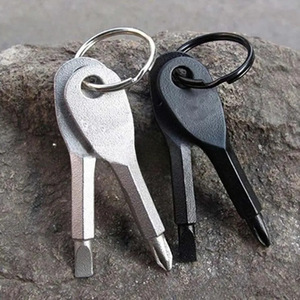 ชุดเครื่องมือฉุกเฉิน ชุดไขควงขนาดเล็ก หัวแบนและหัวฟิลลิปส์ พวงกุญแจแบบพกพา สำหรับกิจกรรมกลางแจ้ง EDC อลูมิเนียมอัลลอยด์ 2 ชิ้น - Product Image 2