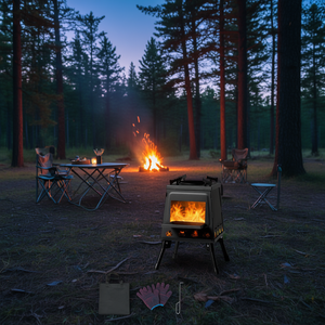 Estufa Portátil de Leña para Camping, Plegable de Hierro, 27x27x34cm, para Picnic, Senderismo y Excursionismo al Aire Libre - Product Image 2