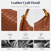 Sac à main en cuir pour femme, sacs à main pour femme, sac hobo en PU tressé, sacs à bandoulière pour femme, fermeture éclair, vente en gros d'usine OEM 2026