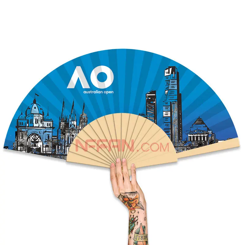 NFFAN Customise Personalized Spanish Wooden Hand Held Foldable Fans as Business Gift