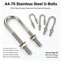 Étrier en U en acier inoxydable 316L classe 8.8 galvanisé à chaud M10 M12 M16 M20, résistant à la corrosion, pour applications marines et industrielles