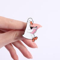 Nouvelle Broche Personnalisée Animal de Lecture, Mignonne Broche en Métal Émaillé Souple en Forme de Canard Blanc de Dessin Animé, Épingle de Revers pour les Amateurs de Lecture