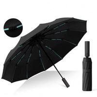 Parapluie solaire personnalisé noir grand format à trois plis entièrement automatique avec logo sur mesure, modèle Custom-H 12*5 baleines