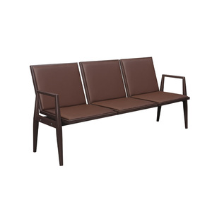 Fauteuil d'attente Yu Min 3 places, canapé de bureau marron foncé avec dossier - Product Image 4