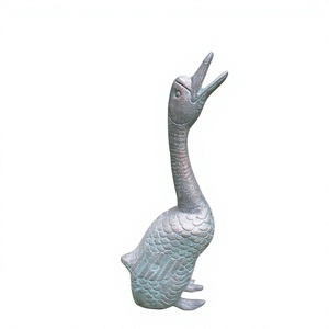 Antique Duck Sculpture Patina Green Antique Finish <b>Hand</b> <b>Casted</b> Technique Garden Suppies Custom Bird Statue For Decoration - Product Image 1