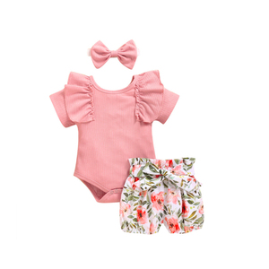 Personalizzazione <span class=keywords><strong>set</strong></span> di abbigliamento per bambini estate ropa de bebe stampa vestiti per bambini tutina 100% cotone 3 pezzi <span class=keywords><strong>set</strong></span> pagliaccetto per ragazzi e ragazze - Product Image 6