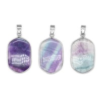Style religieux 1-1.5 pouces Fluorite tranche pendentif Quartz cristal beauté avec connecteur