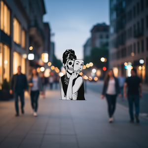 T-shirt con grafica Lady Skull bianca unisex per adulti, taglia media, girocollo, manica corta, abbigliamento promozionale - Product Image 2