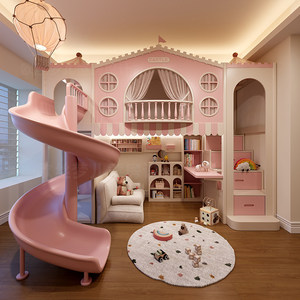 <span class=keywords><strong>Lit</strong></span> <span class=keywords><strong>mezzanine</strong></span> JS personnalisé Château de Princesse Rose <span class=keywords><strong>avec</strong></span> <span class=keywords><strong>toboggan</strong></span> en spirale, escalier, rangement, <span class=keywords><strong>bureau</strong></span>, bibliothèque <span class=keywords><strong>et</strong></span> maisonnette pour chambre de villa - Product Image 1