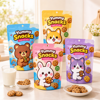 Sachet Doypack Personnalisé avec Logo Imprimé pour Emballage de Biscuits, avec Fermeture Zip Refermable et Fenêtre pour Sachet de Snacks