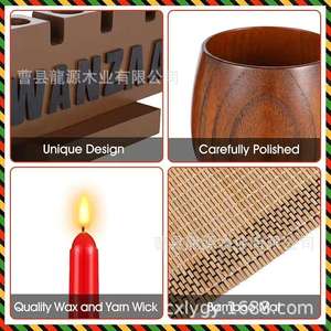 Ornements de Noël en bois pour la maison, porte-bougies décoratifs atmosphériques à plusieurs trous, décorations en bois - Product Image 4