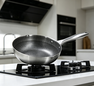 Poêle à frire en acier inoxydable FLEY 18/20/22/24 cm avec poignée anti-brûlure, pot à lait et à soupe pour cuisinière à induction - Product Image 1