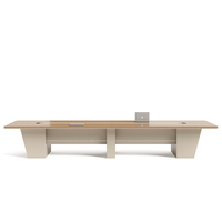 Table de conférence exécutive moderne, grande table rectangulaire pour réunions avec prise de courant intégrée pour salle de conseil, bureau, salle de formation