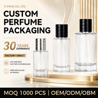 Flacon en verre carré transparent givré de luxe unique de 30 ml, 50 ml, 100 ml avec bouchon et boîte d'emballage pour la conception de flacons de parfum