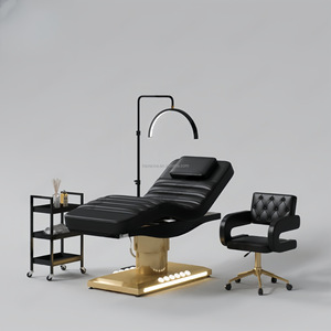 Ensemble de lit de beauté électrique professionnel noir avec 3 moteurs, accessoires réglables pour massage facial, salon et spa - Product Image 3