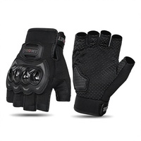Gants de moto mi-doigts respirants en polyester pour hommes – Équipement anti-chute pour le cyclisme et la moto en été